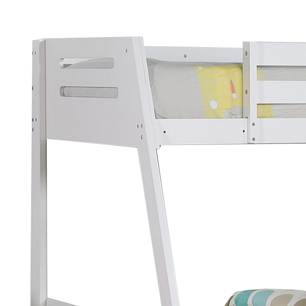 Emily Twin Over Full Bunk Bed with Ladder 2 Drawers White Solid Wood By Casagear Home BM319866