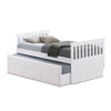 Clen Twin Captain Bed Trundle with 3 Drawer Storage White Solid Hardwood By Casagear Home BM319867