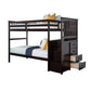 Riyo Twin Bunk Bed Built in Storage Unit Espresso Brown Solid Hardwood By Casagear Home BM319868