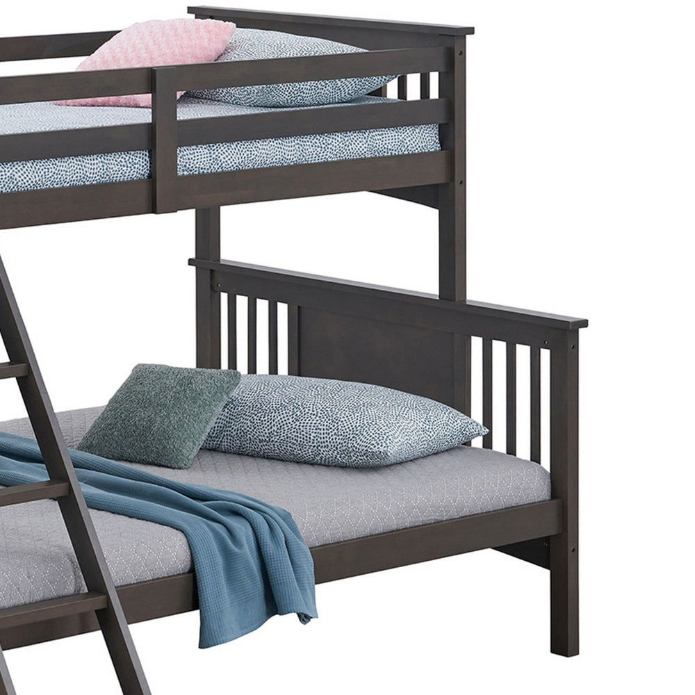 Ricky Twin Over Full Bunk Bed Angled Ladder Stain Gray Solid Hardwood By Casagear Home BM319876