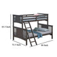 Ricky Twin Over Full Bunk Bed Angled Ladder Stain Gray Solid Hardwood By Casagear Home BM319876