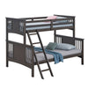 Ricky Twin Over Full Bunk Bed, Angled Ladder, Stain Gray Solid Hardwood By Casagear Home