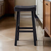 Bianca Barstool Set of 2 Saddle Seat Farmhouses Style Black Solid Wood By Casagear Home BM319879