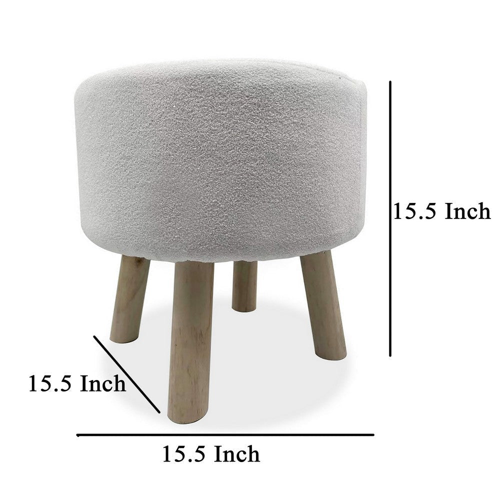 Ginni Footstool Ottoman Set of 2 White Polyester Soft Seat Wood Legs By Casagear Home BM319888