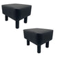 Ginni Footstool Ottoman Set of 2, Black Faux Leather, Soft Seat, Wood Legs By Casagear Home