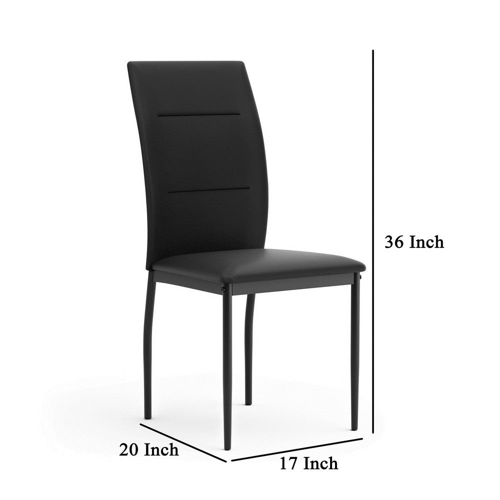 Miya Side Dining Chair Set of 2 Black Faux Leather Sleek Metal Legs By Casagear Home BM319890