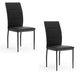 Miya Side Dining Chair Set of 2, Black Faux Leather, Sleek Metal Legs By Casagear Home