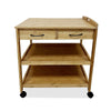 Walter Kitchen Bar Cart, 2 Drawers, 2 Shelves, Brown Bamboo, Rolling Wheels By Casagear Home