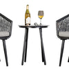 Shami 3pc Outdoor Table Set with 2 Chairs Light Gray Fabric Black Metal By Casagear Home BM319895