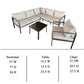 Risha 4pc Outdoor Sectional Sofa Set 1 Table 1 Chair White Fabric Black By Casagear Home BM319896