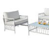 Hema 4 Piece Patio Set with 2 Chairs Table and Sofa White Fabric Metal By Casagear Home BM319897