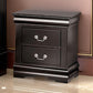 Ryla Nightstand 2 Drawers Black Solid Wood Nickel Metal Drop Handles By Casagear Home BM319899