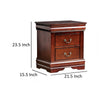 Ryla Nightstand 2 Drawers Cherry Brown Solid Wood Bronze Drop Handles By Casagear Home BM319904