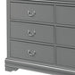 Ryla Wide Dresser 6 Drawers Nickel Metal Handles Light Gray Solid Wood By Casagear Home BM319909