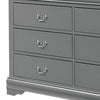 Ryla Wide Dresser 6 Drawers Nickel Metal Handles Light Gray Solid Wood By Casagear Home BM319909