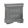 Ryla Nightstand, 2 Drawers, Light Gray Solid Wood, Nickel Drop Handles By Casagear Home