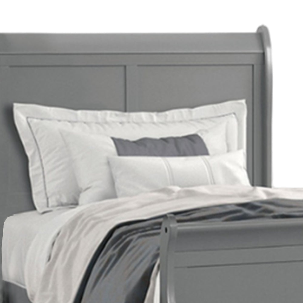 Ryla Full Size Bed Sleigh Panel Headboard Classic Light Gray Solid Wood By Casagear Home BM319911