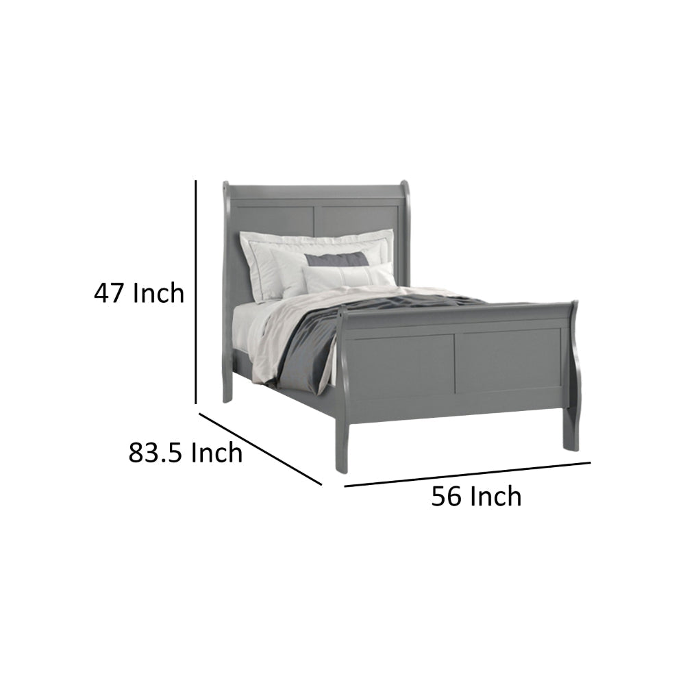 Ryla Full Size Bed Sleigh Panel Headboard Classic Light Gray Solid Wood By Casagear Home BM319911