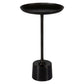 Accent Drink Table 13 Inch Round Tray Top Tapered Black Aluminum Base By Casagear Home BM319918