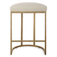 Gyn Counter Height Stool, Cream Performance Fabric, Brass Cantilever Base By Casagear Home