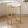 Fyn Counter Height Stool Round Cream Fabric Seat Brass Cantilever Base By Casagear Home BM319922