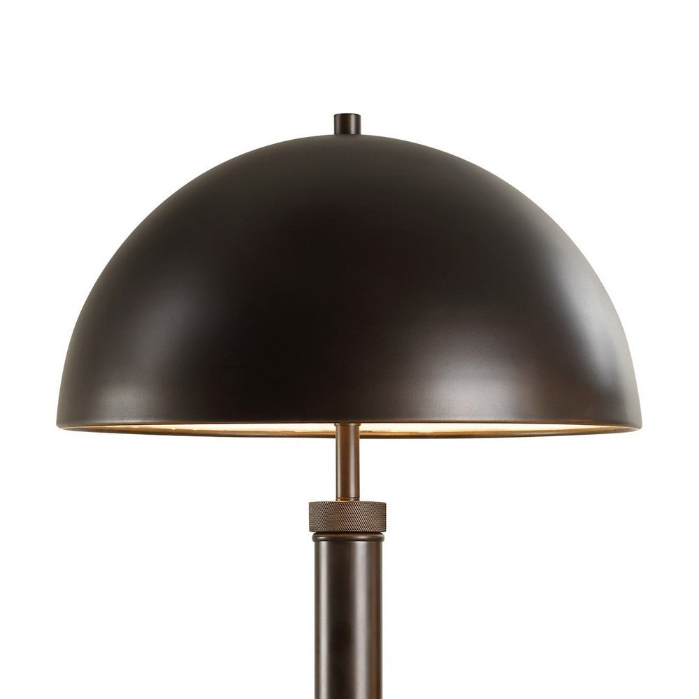 Modern Accent Table Lamp Dome Shade Gold Edge Black Metal Round Base By Casagear Home BM319924