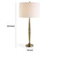 Modern Accent Table Lamp White Linen Drum Shade Gold Metal Tapered Base By Casagear Home BM319925