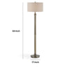 Modern Floor Lamp White Linen Drum Shade Brass Metal Pole Round Base By Casagear Home BM319926