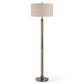 Modern Floor Lamp, White Linen Drum Shade, Brass Metal Pole, Round Base By Casagear Home