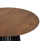 Dyan Dining Table 47 Inch Round Walnut Brown Top Slatted Black Open Base By Casagear Home BM320474