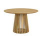 Dyan Dining Table, 47 Inch Round Top, Slatted Slant Base, Natural Oak Brown By Casagear Home