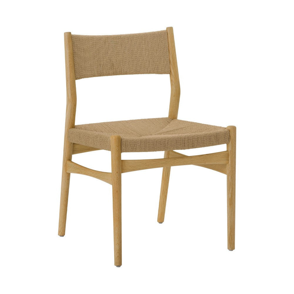 Rie Dining Side Chair Set of 2 Danish Inspired Backrest Brown Woven By Casagear Home BM320477