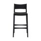 Rie Counter Stool Chair Danish Inspired Panel Back Black Woven Paper Cord By Casagear Home BM320478