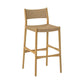 Rie Barstool Chair Danish Inspired Panel Backrest Brown Woven Paper Cord By Casagear Home BM320481