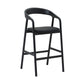 Agas Counter Stool Chair Curved Faux Leather Upholstery Black Oak Wood By Casagear Home BM320483