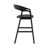 Agas Counter Stool Chair Curved Faux Leather Upholstery Black Oak Wood By Casagear Home BM320483