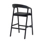 Agas Counter Stool Chair Curved Faux Leather Upholstery Black Oak Wood By Casagear Home BM320483