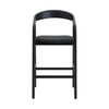 Agas Bar Stool Chair Curved Back Faux Leather Upholstery Black Oak Wood By Casagear Home BM320484