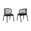 Rchy Dining Chair Set of 2, Curved Spindle Back, Black Faux Leather, Wood By Casagear Home