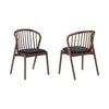 Rchy Dining Chair Set of 2, Curved Spindles, Black Faux Leather, Brown By Casagear Home