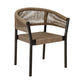 Roi Patio Dining Chair Set of 2 Truffle Rope Woven Dark Eucalyptus Wood By Casagear Home BM320491