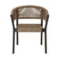 Roi Patio Dining Chair Set of 2 Truffle Rope Woven Dark Eucalyptus Wood By Casagear Home BM320491