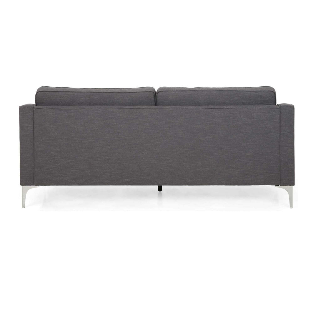 Sofa Removable Back Cushions Gray Fabric Upholstery Chrome Legs 85 Inch By Casagear Home BM320494