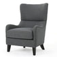 Dane Accent Club Chair, Gray Fabric, Wingback, Box Seat, Scoop Arms By Casagear Home