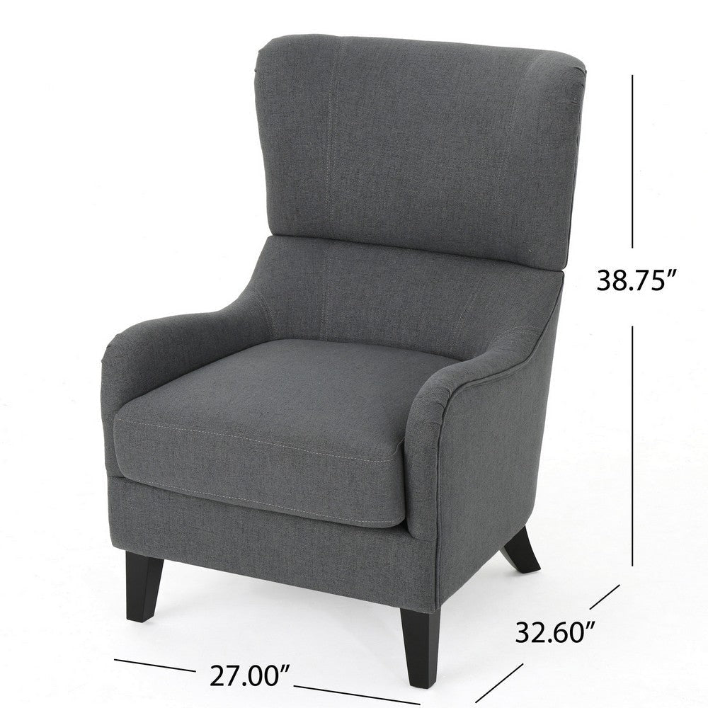 Dane Accent Club Chair Gray Fabric Wingback Box Seat Scoop Arms By Casagear Home BM320500