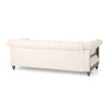 Ober Sofa Rivets Chesterfield Button Tufted Beige 86 Inch Natural Brown By Casagear Home BM320503