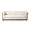 Ober Sofa Rivets Chesterfield Button Tufted Beige 86 Inch Taupe Brown By Casagear Home BM320505