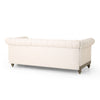 Ober Sofa Rivets Chesterfield Button Tufted Beige 86 Inch Taupe Brown By Casagear Home BM320505