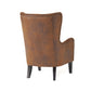 Modern Wingback Accent Chair Nailhead Brown Leather Look Microfiber By Casagear Home BM320510