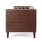 Ember Sofa 76 Inch Chesterfield Tufted Dark Brown Faux Leather Upholstery By Casagear Home BM320511